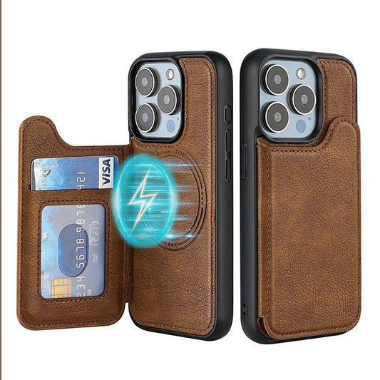 MAGSAFE LEATHER WALLET CARD HOLDER IPHONE CASE – 5 COLORS