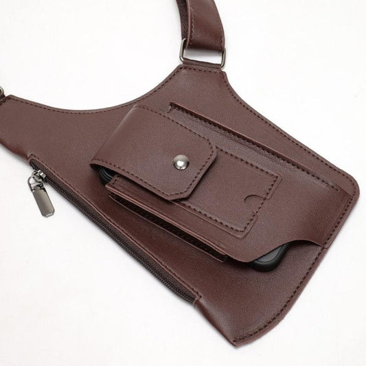 Men's Leather Chest Rig Bag — Dual Pocket Tactical Ves