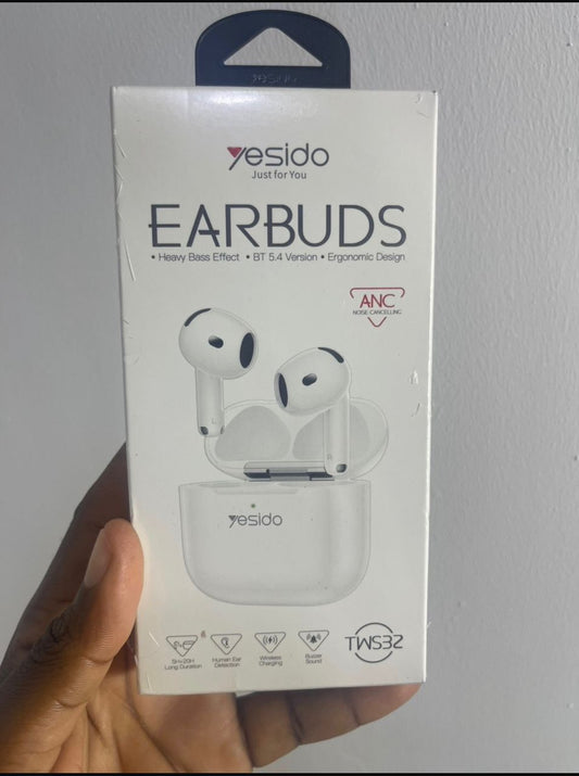 YESIDO TWS32 ANC WIRELESS EARBUDS – HEAVY BASS, BT 5.4, WIRELESS CHARGING