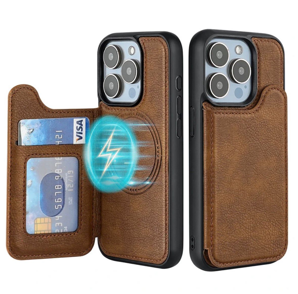 MAGSAFE LEATHER WALLET CARD HOLDER IPHONE CASE – 5 COLORS