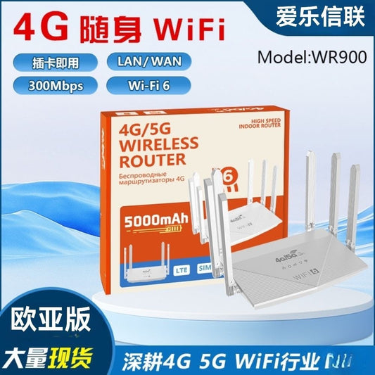 WR900 4G/5G WiFi 6 Wireless Router – 300Mbps, SIM Card, 5000mAh