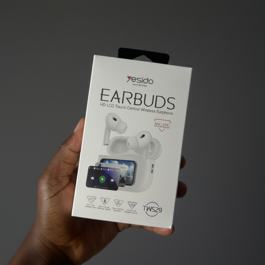 YESIDO TWS29 HD LCD TOUCH CONTROL WIRELESS EARBUDS – ANC+ENC