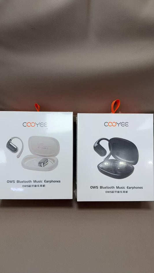 COOYEE OWS BLUETOOTH OPEN-EAR SPORT EARPHONES — WHITE & BLACK
