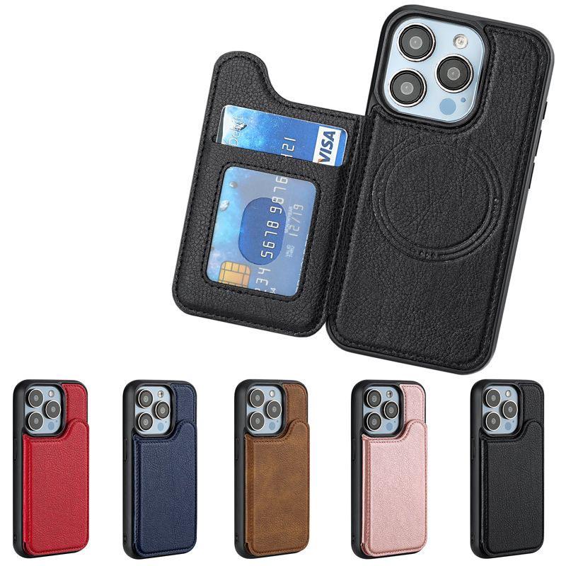 MAGSAFE LEATHER WALLET CARD HOLDER IPHONE CASE – 5 COLORS