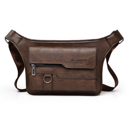 Fashion Men's Leather Shoulder Bag – Dual Pocket Zipper