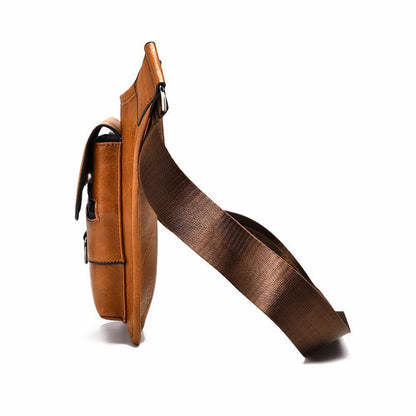 Fashion Men's Leather Shoulder Bag – Dual Pocket Zipper