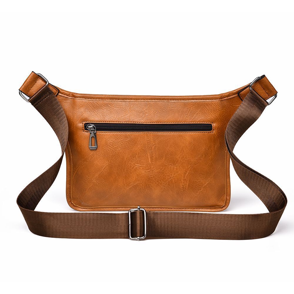 Fashion Men's Leather Shoulder Bag – Dual Pocket Zipper