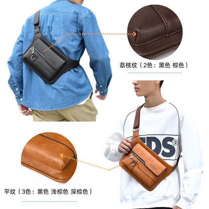 Fashion Men's Leather Shoulder Bag – Dual Pocket Zipper