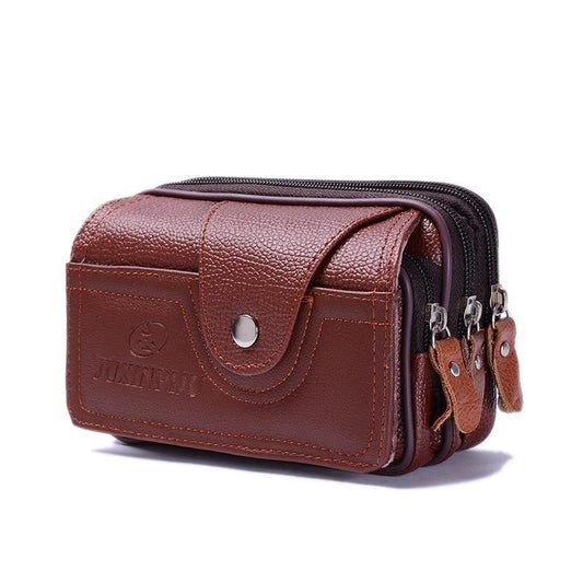 MEN'S LEATHER WAIST BAG — MULTI-POCKET BELT POUCH