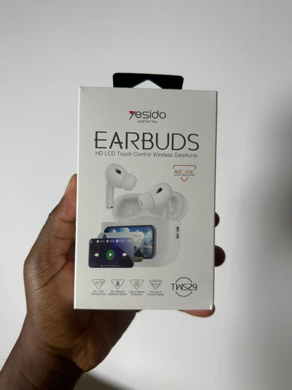 YESIDO TWS29 HD LCD TOUCH CONTROL WIRELESS EARBUDS – ANC+ENC