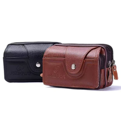 MEN'S LEATHER WAIST BAG — MULTI-POCKET BELT POUCH
