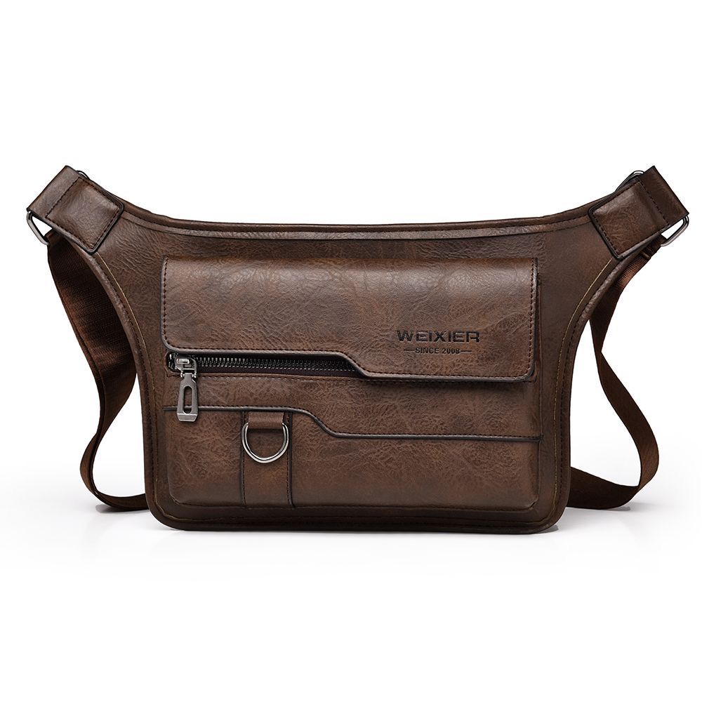 Fashion Men's Leather Shoulder Bag – Dual Pocket Zipper