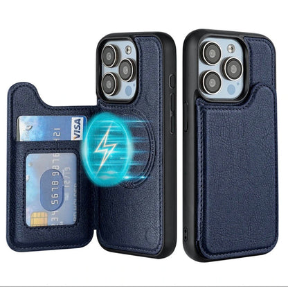 MAGSAFE LEATHER WALLET CARD HOLDER IPHONE CASE – 5 COLORS