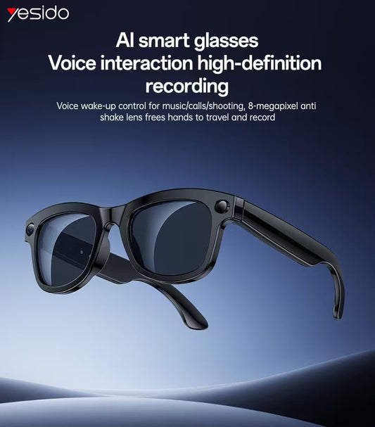 Yesido AI Smart Glasses – Voice Interaction & HD Recording