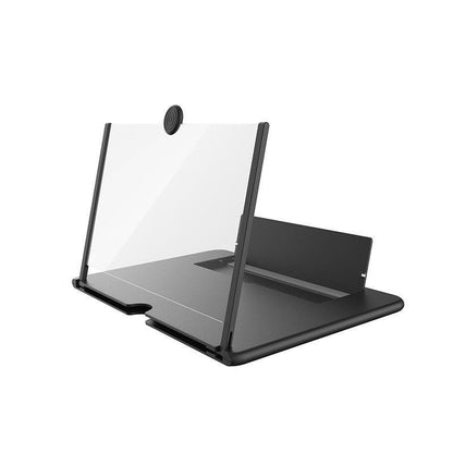 Black foldable phone screen magnifier viewed from behind